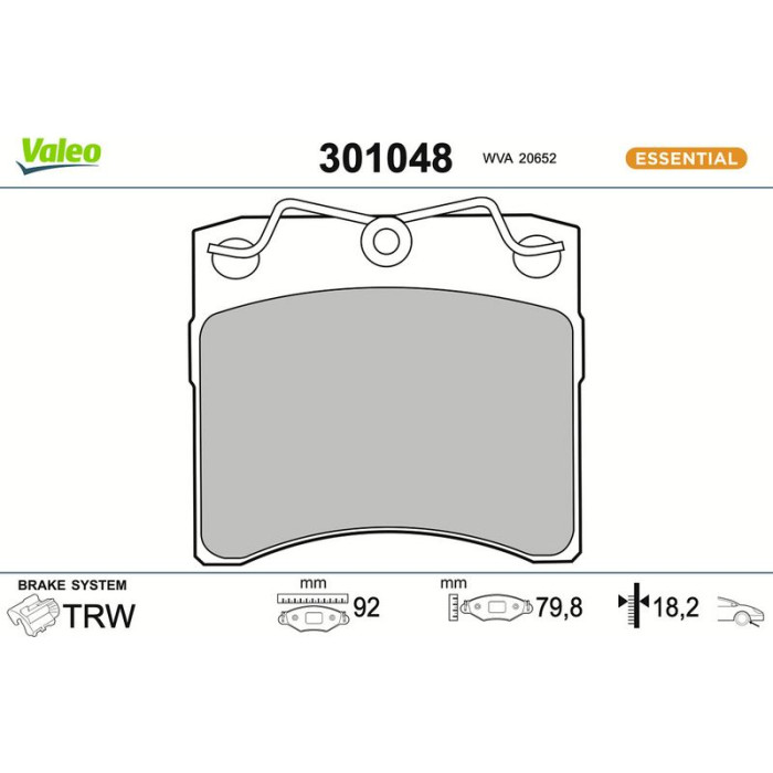 Valeo Bremsbelagsatz 301048 Valeo Bremsbelagsatz 301048