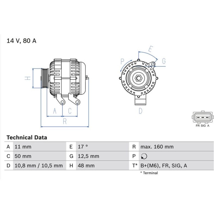 Bosch Lichtmaschine 0 986 044 701 Bosch Lichtmaschine 0 986 044 701