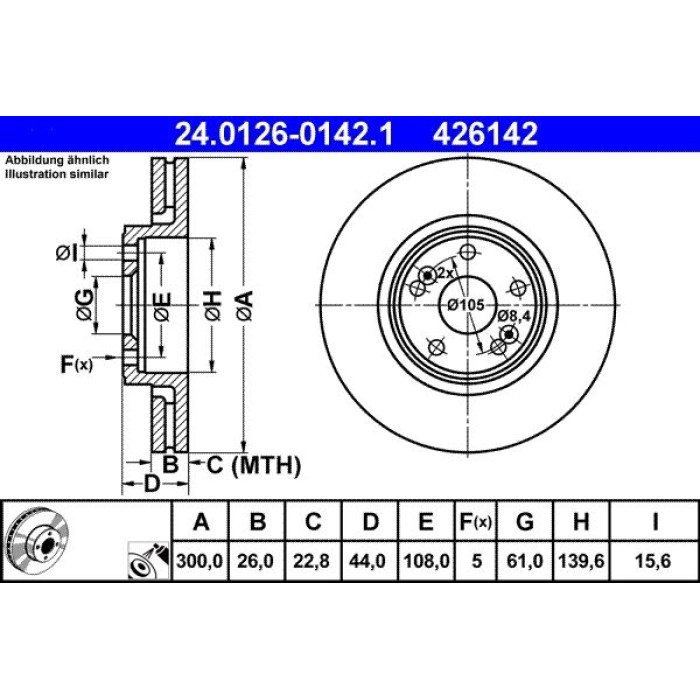 ATE Bremsscheibe 24.0126-0142.1