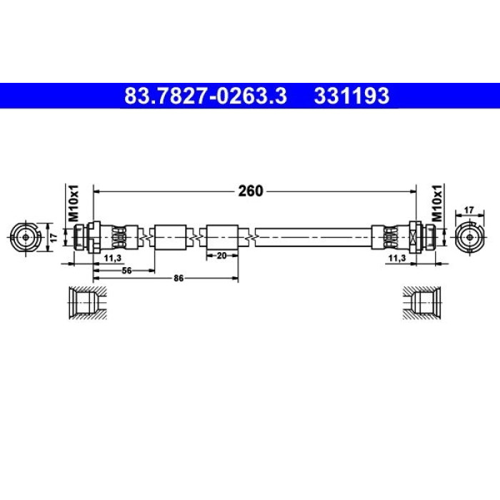 ATE Bremsschlauch 83.7827-0263.3 ATE Bremsschlauch 83.7827-0263.3