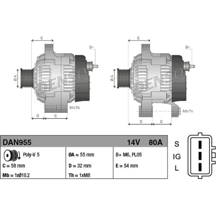 Denso Lichtmaschine DAN955