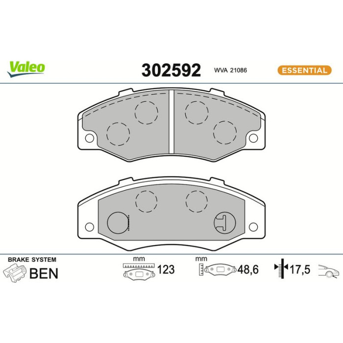Valeo Bremsbelagsatz 302592 Valeo Bremsbelagsatz 302592