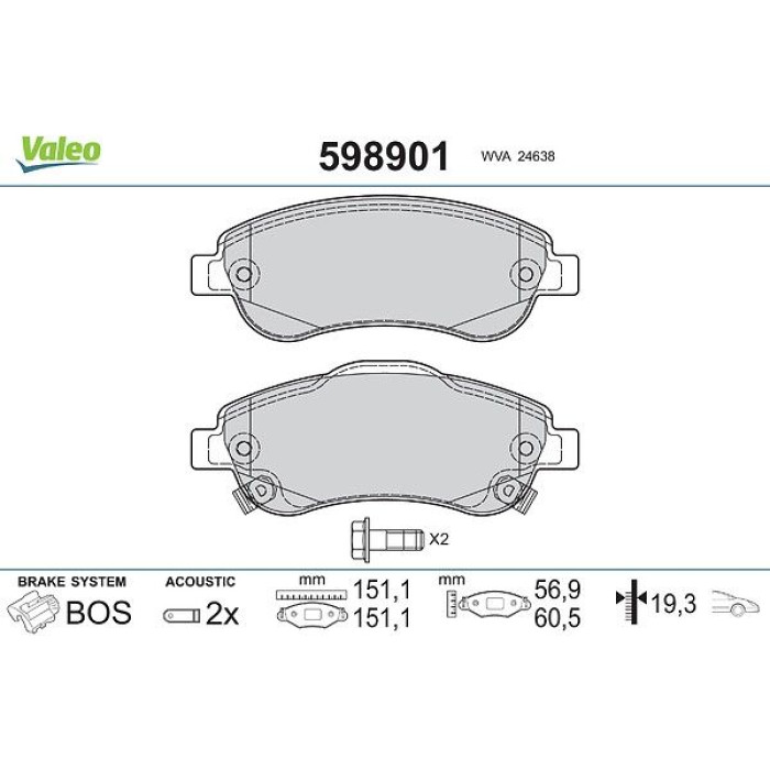 Valeo Bremsbelagsatz 598901 Valeo Bremsbelagsatz 598901