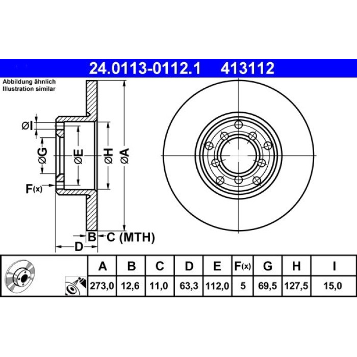 ATE Bremsscheibe Mercedes-Benz Hinterachse W114/W115 68-77 24.0113-0112.1 ATE Bremsscheibe Mercedes-Benz Hinterachse W114/W115 68-77 24.0113-0112.1
