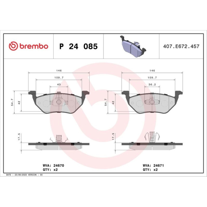 BREMBO Bremsklötze HA P 24 085