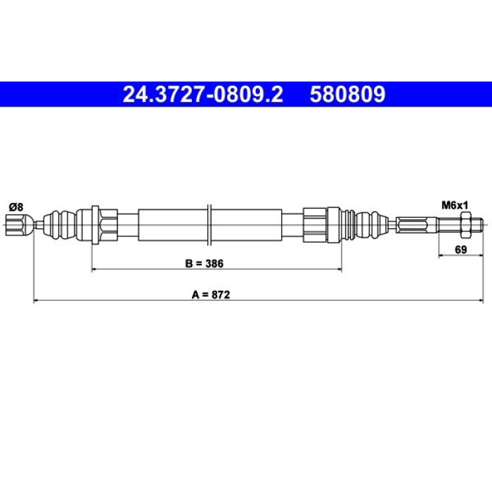 ATE Handbremsseil 24.3727-0809.2 ATE Handbremsseil 24.3727-0809.2