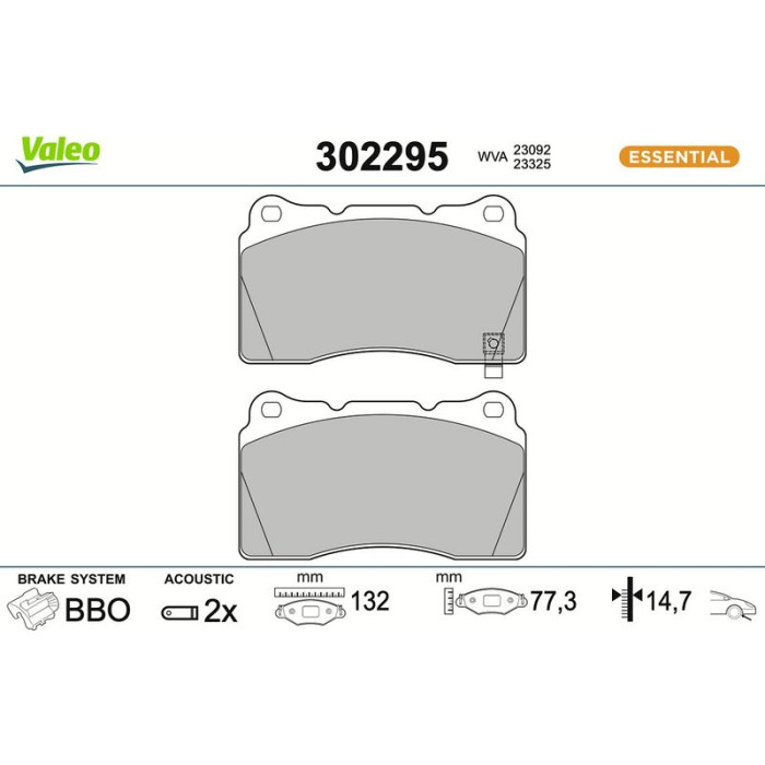 Valeo Bremsbelagsatz 302295 Valeo Bremsbelagsatz 302295