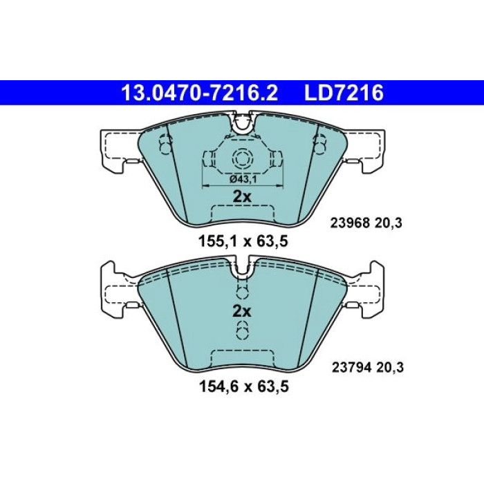 ATE Bremsbelagsatz BMW S. 1/3/X1 Z4 1.6-3.0 03- Keramik 13.0470-7216.2 ATE Bremsbelagsatz BMW S. 1/3/X1 Z4 1.6-3.0 03- Keramik 13.0470-7216.2