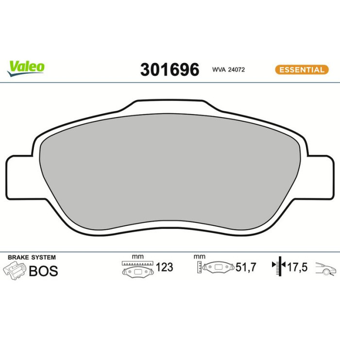301696 Valeo Bremsbelagsatz 301696 301696 Valeo Bremsbelagsatz 301696