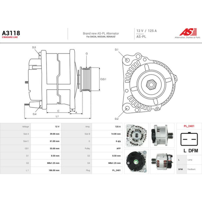 A3118 AS-PL Lichtmaschine (Generator) A3118
