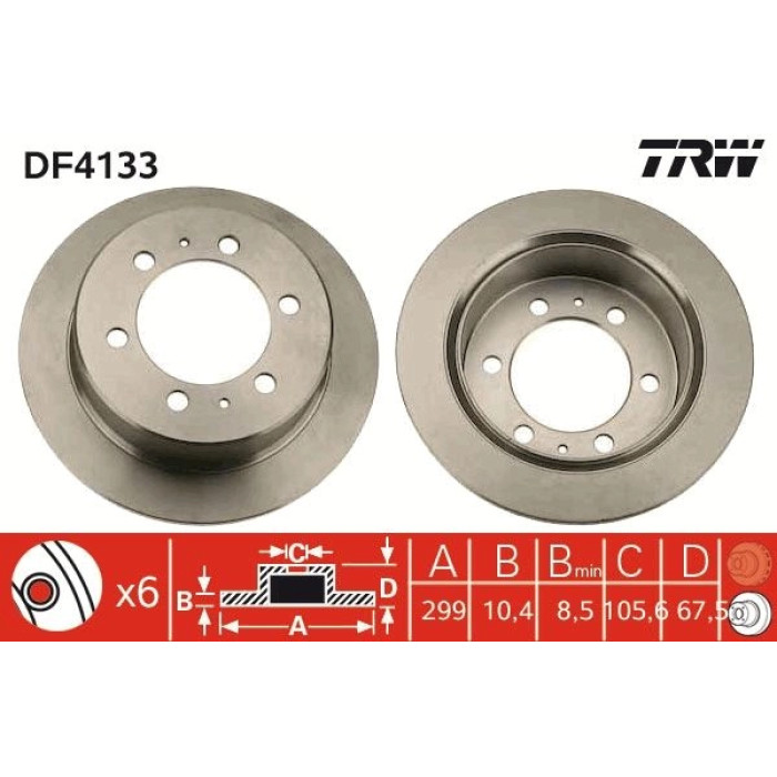 TRW Bremsscheibe Daewoo T. Musso DF4133 TRW Bremsscheibe Daewoo T. Musso DF4133