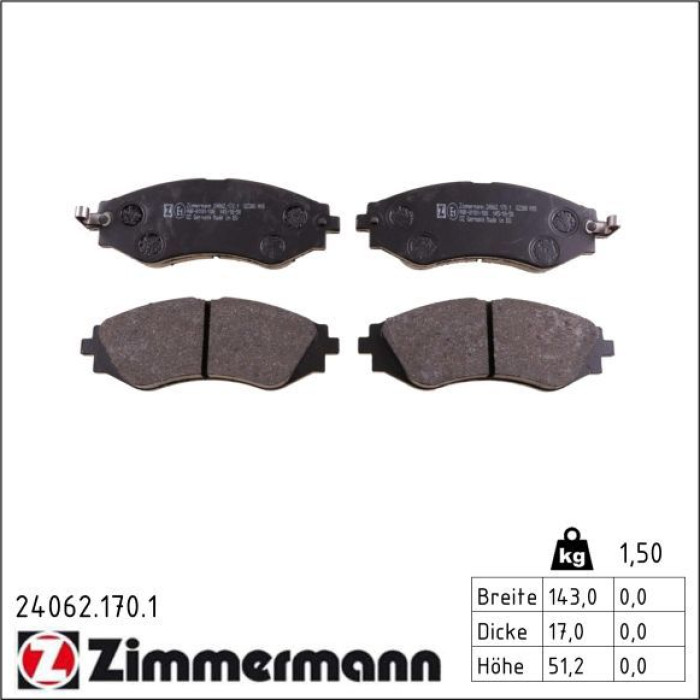 24062.170.1 ZIMMERMANN Bremsbeläge 24062.170.1 24062.170.1 ZIMMERMANN Bremsbeläge 24062.170.1