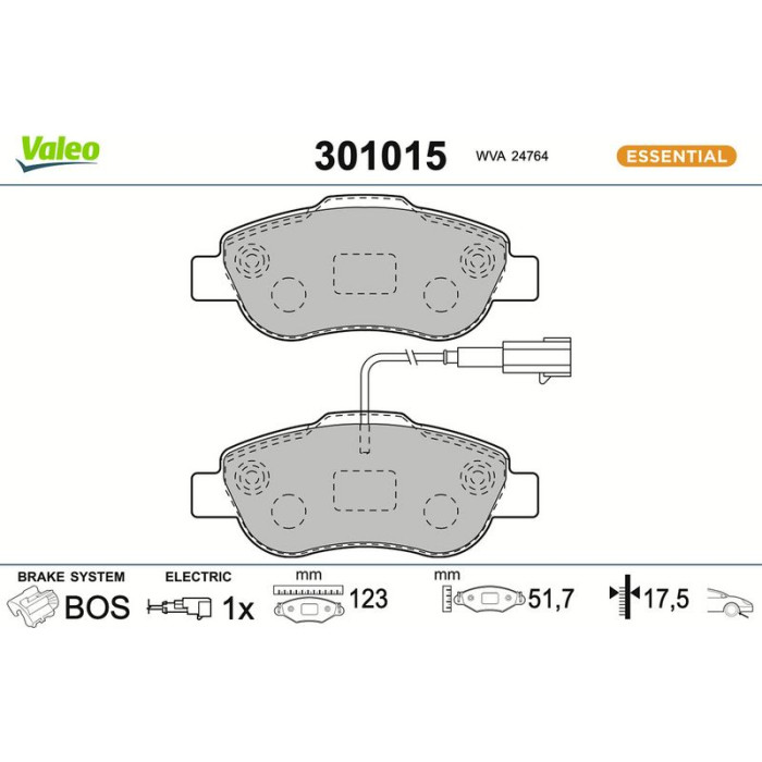 Valeo Bremsbelagsatz 301015 Valeo Bremsbelagsatz 301015