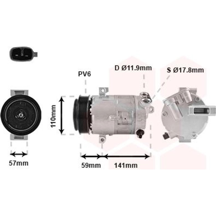 Van Wezel Klimakompressor 1700K333 Van Wezel Klimakompressor 1700K333