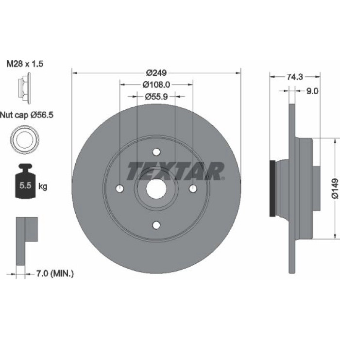 Textar Bremsscheibe 92194103 – mit Radlager für ABS Textar Bremsscheibe 92194103 – mit Radlager für ABS