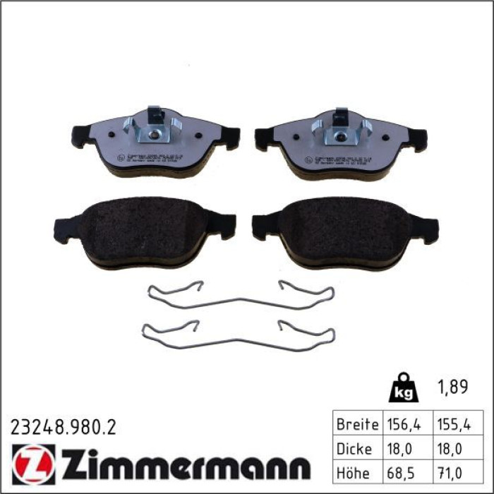 23248.980.2 ZIMMERMANN Bremsbelagsatz, Scheibenbremse 23248.980.2 23248.980.2 ZIMMERMANN Bremsbelagsatz, Scheibenbremse 23248.980.2