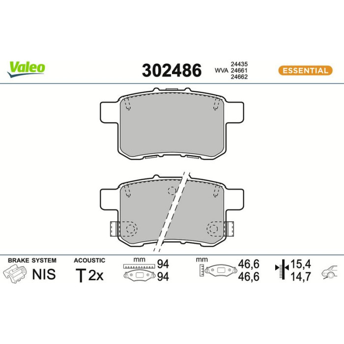 Valeo Bremsbelagsatz 302486 Valeo Bremsbelagsatz 302486