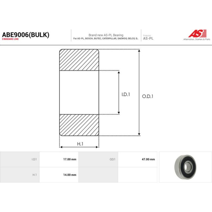 AS-PL Kugellager ABE9006(BULK) AS-PL Kugellager ABE9006(BULK)