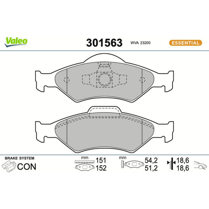 Valeo Bremsbelagsatz 301563 Valeo Bremsbelagsatz 301563