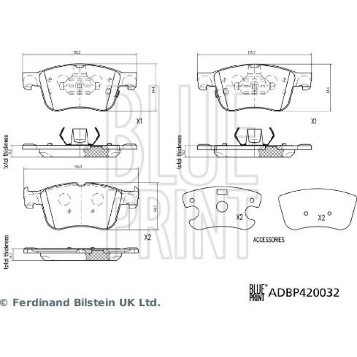 BLUE PRINT Bremsbelagsatz, Scheibenbremse ADBP420032 BLUE PRINT Bremsbelagsatz, Scheibenbremse ADBP420032