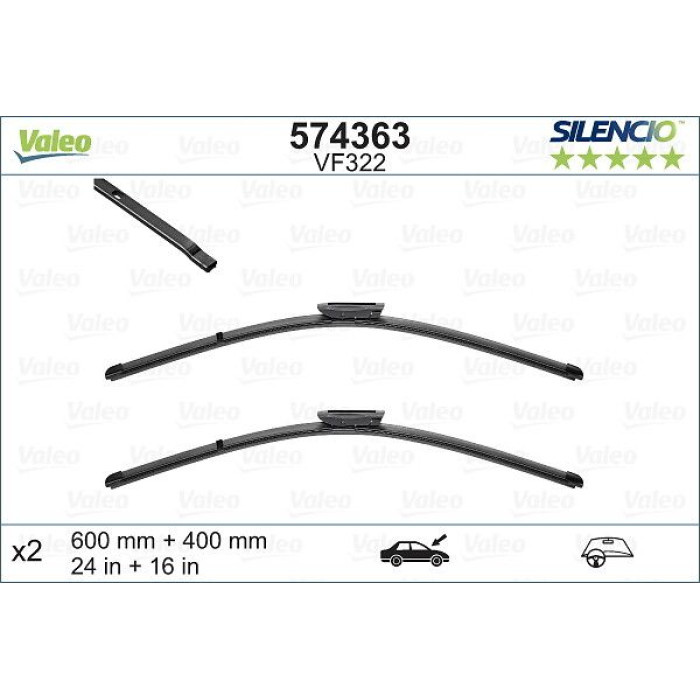 574363 Valeo VM322 Silencio X.TRM Wischer 574363 574363 Valeo VM322 Silencio X.TRM Wischer 574363