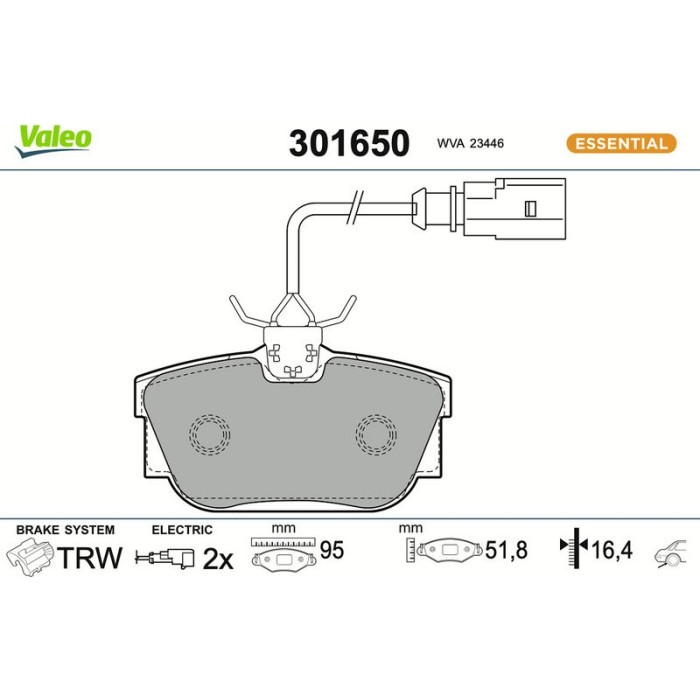 301650 Valeo Bremsbelagsatz 301650 301650 Valeo Bremsbelagsatz 301650