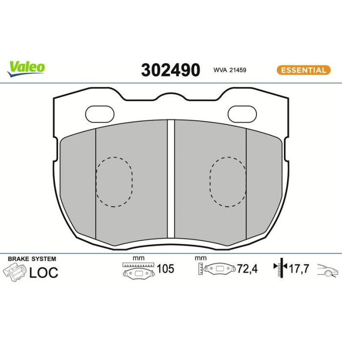 Valeo Bremsbelagsatz 302490 Valeo Bremsbelagsatz 302490
