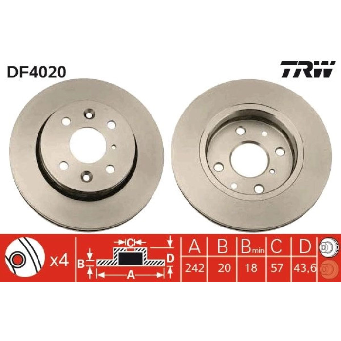 TRW Bremsscheibe Mazda S. 323 DF4020 TRW Bremsscheibe Mazda S. 323 DF4020