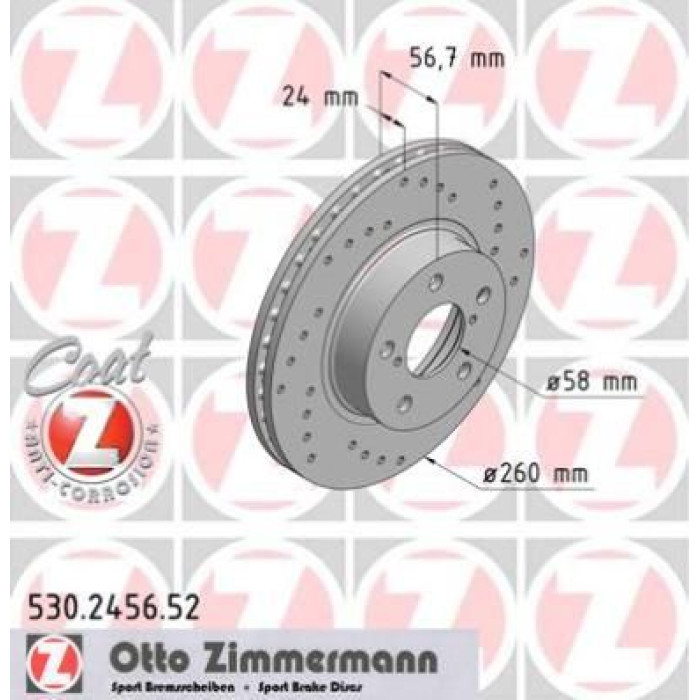 Zimmermann 88 481 011 Sport Bremsscheibe Vorderachse Sport 530.2456.52 Zimmermann 88 481 011 Sport Bremsscheibe Vorderachse Sport 530.2456.52