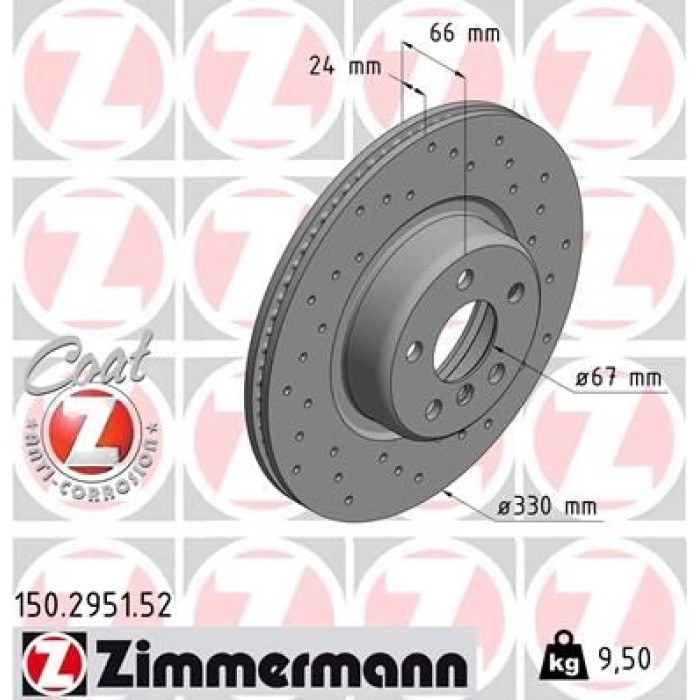 Zimmermann Bremsscheibe Vorderachse Sport 150.2951.52 Zimmermann Bremsscheibe Vorderachse Sport 150.2951.52