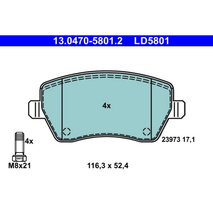 ATE Bremsbelagsatz 13.0470-5801.2 ATE Bremsbelagsatz 13.0470-5801.2