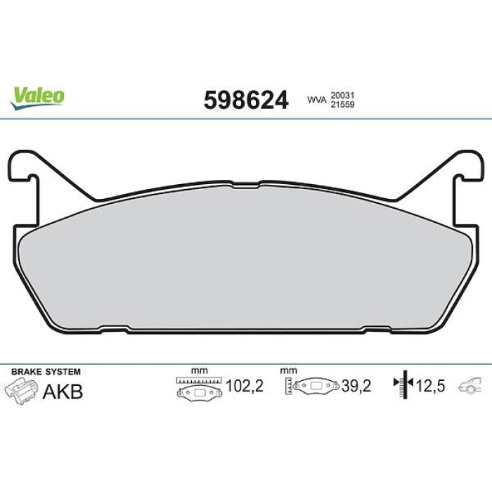 Valeo Bremsbelagsatz 598624 Valeo Bremsbelagsatz 598624