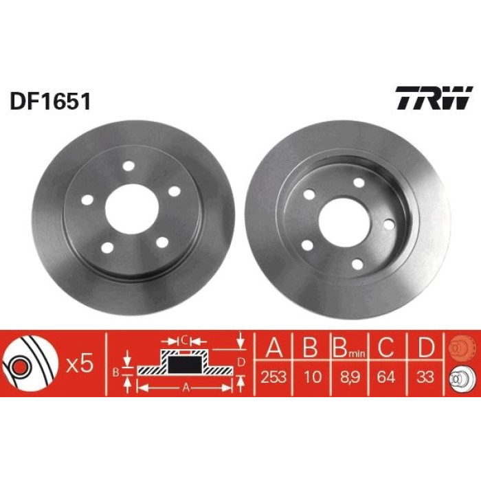 TRW Bremsscheibe DF1651 TRW Bremsscheibe DF1651