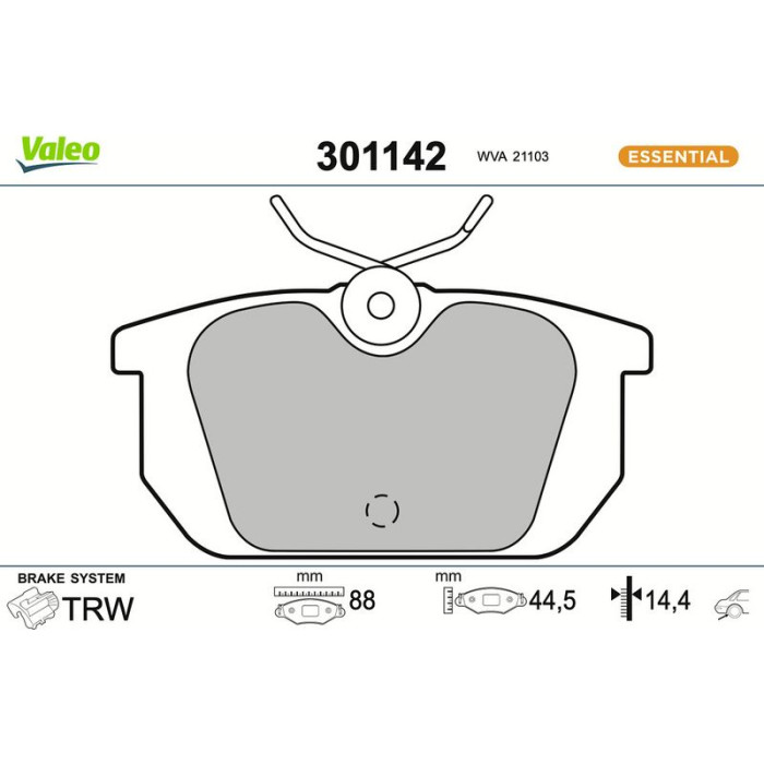 Valeo Bremsbelagsatz 301142 Valeo Bremsbelagsatz 301142