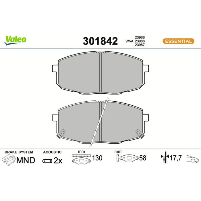 Valeo Bremsbelagsatz 301842 Valeo Bremsbelagsatz 301842