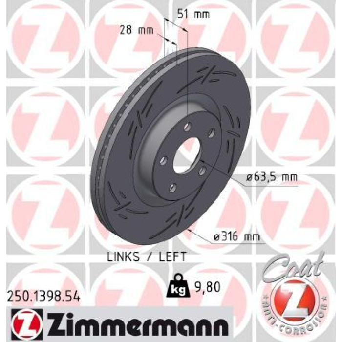 Zimmermann Bremsscheibe 250.1398.54 Zimmermann Bremsscheibe 250.1398.54