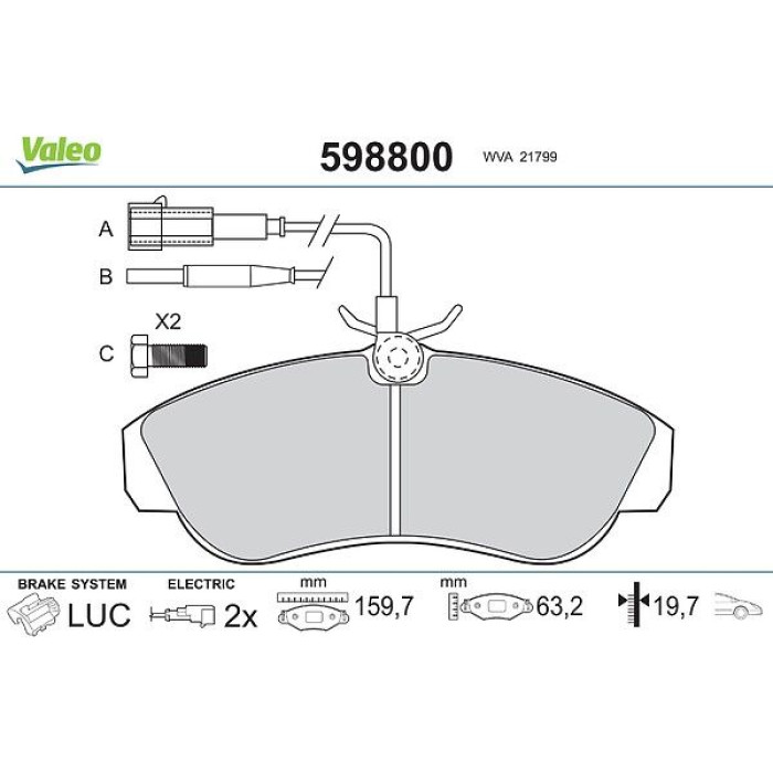 Valeo Bremsbelagsatz 598800 Valeo Bremsbelagsatz 598800