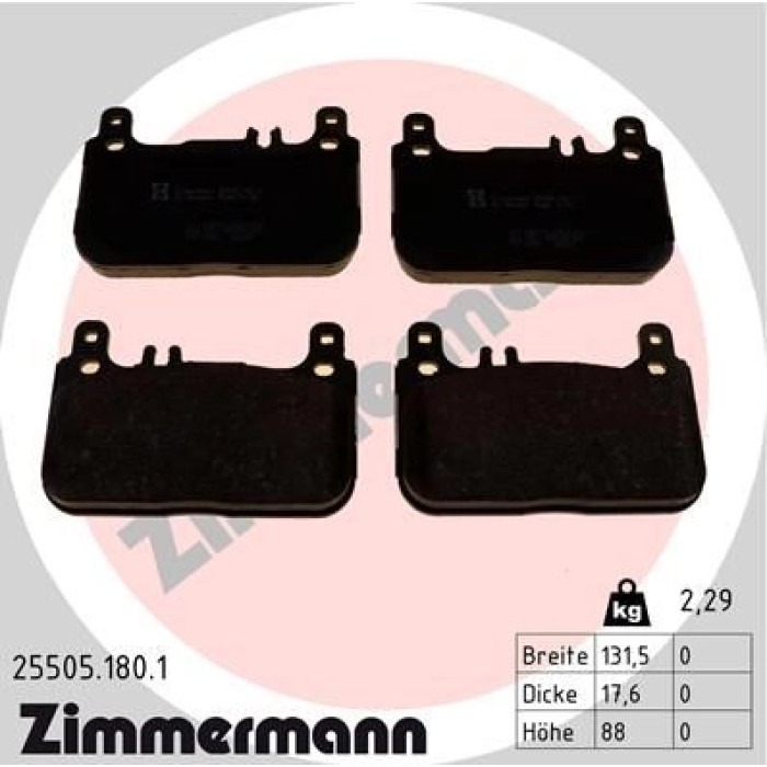 ZIMMERMANN Bremsbeläge 25505.180.1 ZIMMERMANN Bremsbeläge 25505.180.1