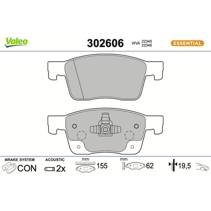 Valeo Bremsbelagsatz 302606 Valeo Bremsbelagsatz 302606