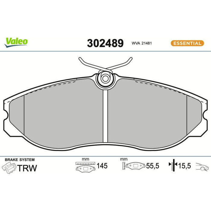 Valeo Bremsbelagsatz 302489 Valeo Bremsbelagsatz 302489