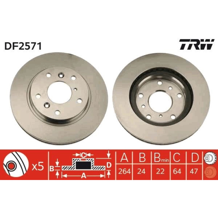 TRW Bremsscheibe DF2571 TRW Bremsscheibe DF2571