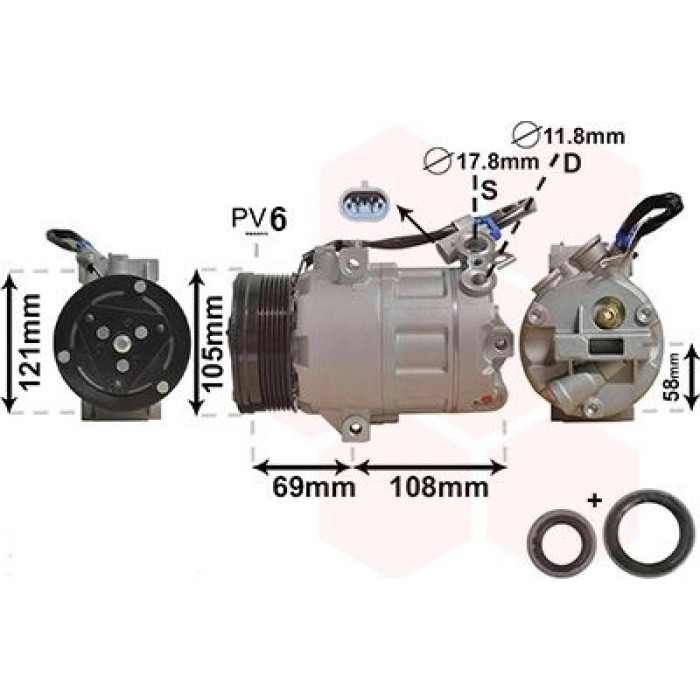 Van Wezel Klimakompressor 3700K438 Van Wezel Klimakompressor 3700K438
