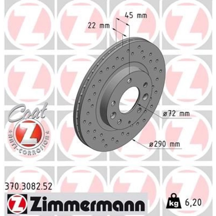 Zimmermann Bremsscheibe Vorderachse Sport 370.3082.52 Zimmermann Bremsscheibe Vorderachse Sport 370.3082.52