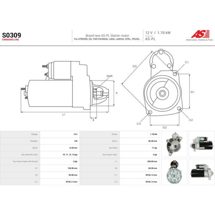 S0309 AS-PL Anlasser (Starter) S0309