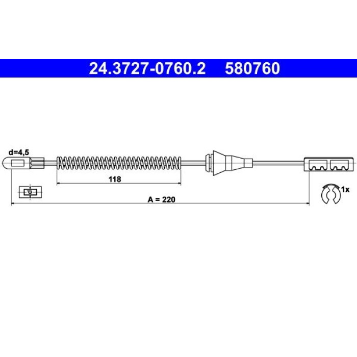 ATE Handbremsseil 24.3727-0760.2 ATE Handbremsseil 24.3727-0760.2