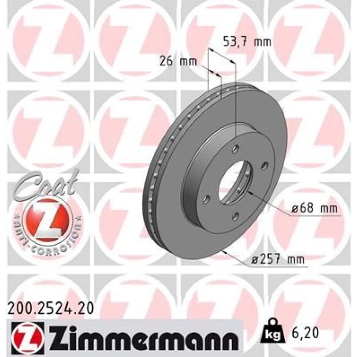 Zimmermann Bremsscheibe 200.2524.20 Zimmermann Bremsscheibe 200.2524.20