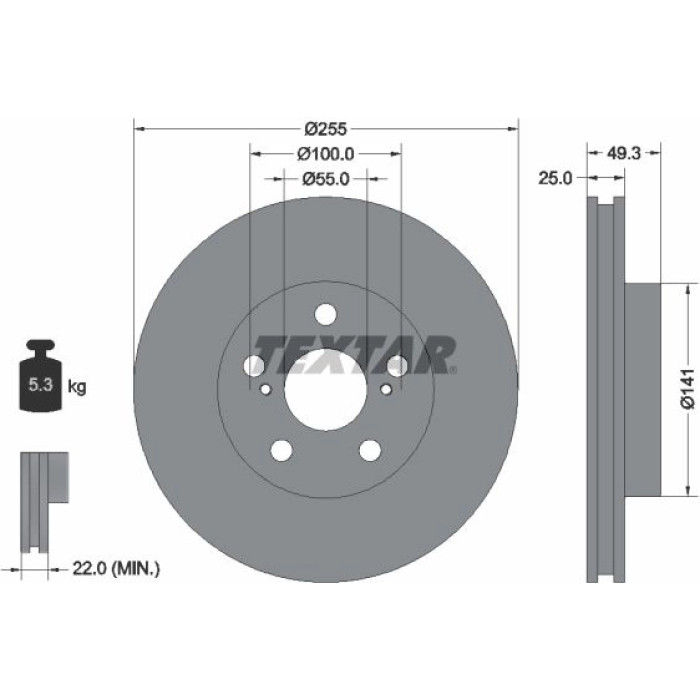 Textar Bremsscheibe 92225003 Textar Bremsscheibe 92225003