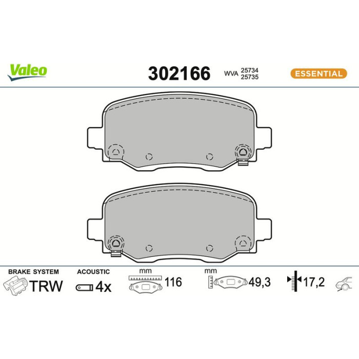 Valeo Bremsbelagsatz 302166 Valeo Bremsbelagsatz 302166