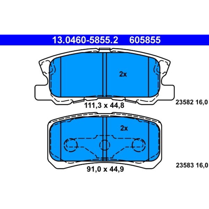 13.0460-5855.2 ATE Bremsbelagsatz Peugeot Hinterachse 4007/4008 1.6-2.2 HDi 07 13.0460-5855.2 13.0460-5855.2 ATE Bremsbelagsatz Peugeot Hinterachse 4007/4008 1.6-2.2 HDi 07 13.0460-5855.2