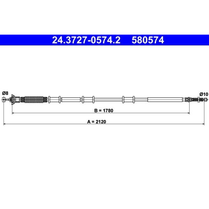 ATE Handbremsseil 24.3727-0574.2 ATE Handbremsseil 24.3727-0574.2